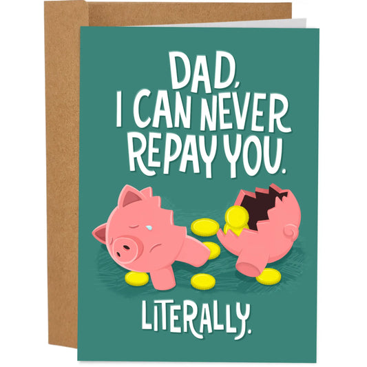 Funny Father's Day Card - 5x7 Inch Hand-Drawn Greeting Card with Envelope