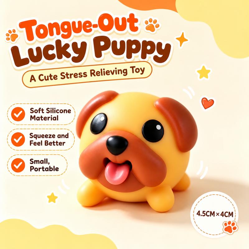 Funny Tongue Popping Pug Fidget Toy – Soft Silicone Stress Relief Desk Gadget