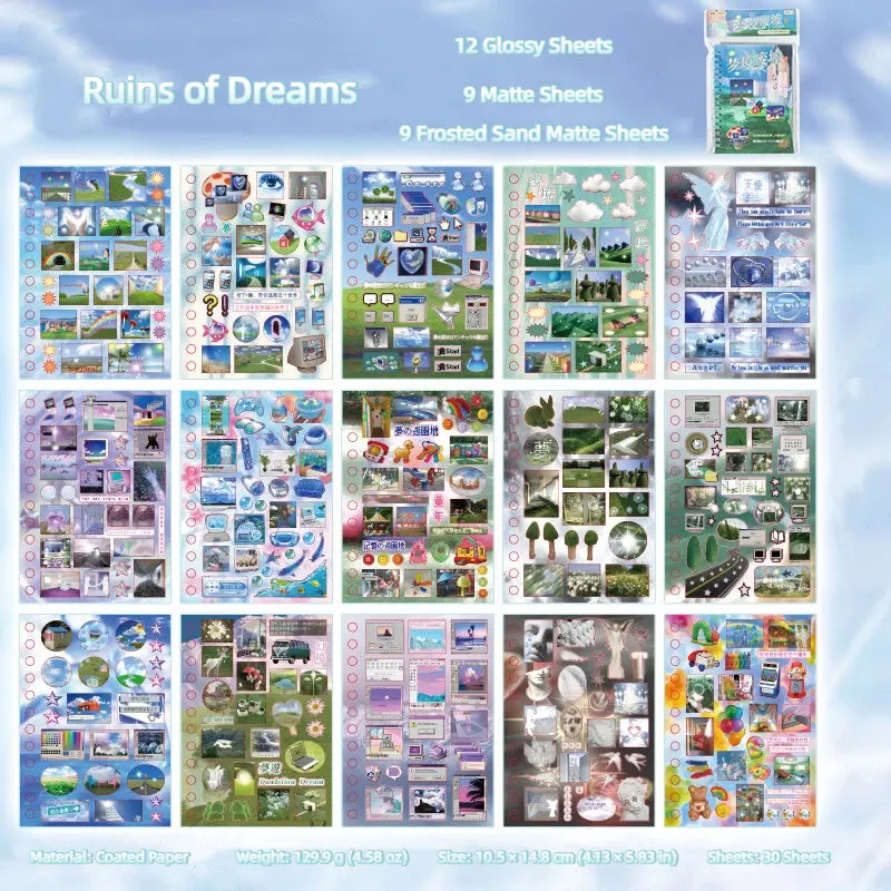 Dreamcore Sticker Book – Frutiger Aero–Inspired Die-Cut Stickers