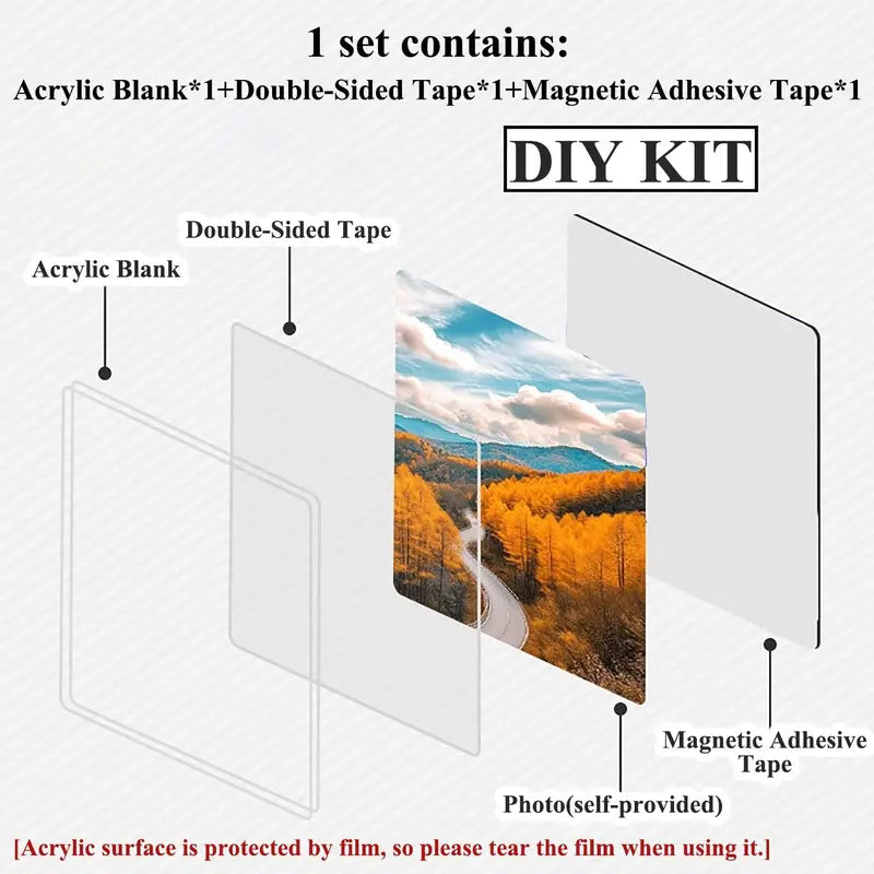 10 Pack 2"x2" Clear Acrylic DIY Fridge Magnets Set with Adhesive Backing – Square Magnetic Photo Frames for Crafts, Kitchen, Classroom, Party & Office Decoration
