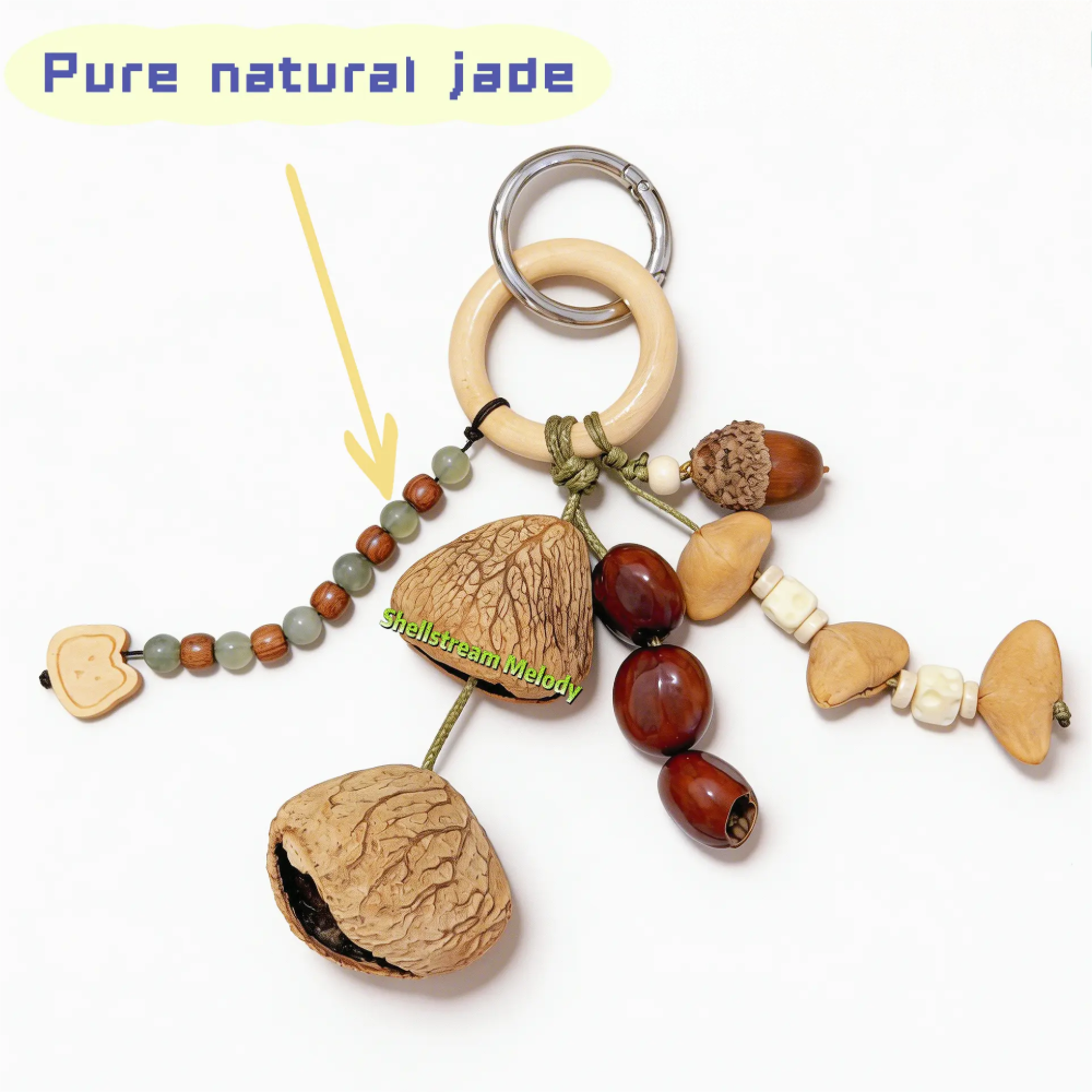 Natural Wood Bag Charm, Handmade DIY Fruit Wood Pendant Accessory