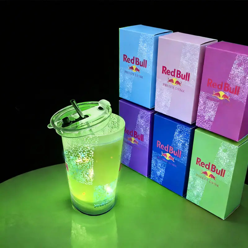 "Electric Vibes" Red Bull Luminous LED 14oz Party Cup - Customizable Glow-in-the-Dark Drinkware