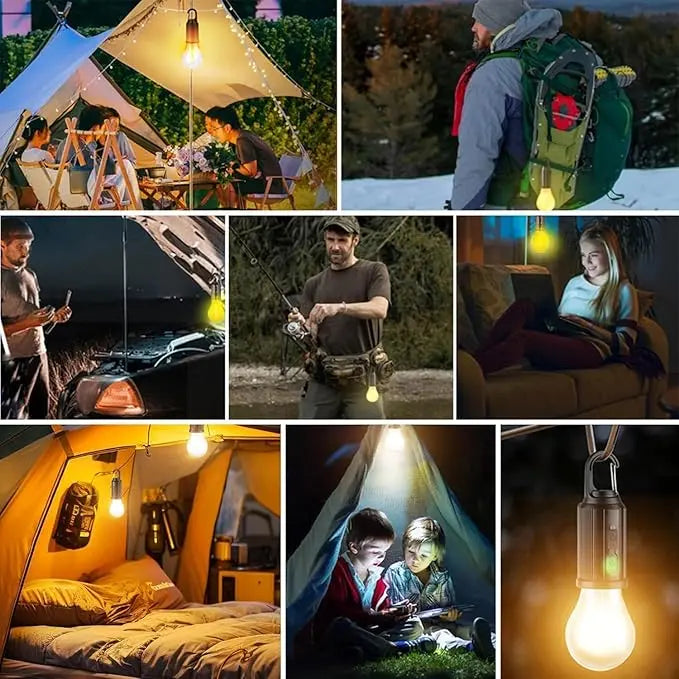 1/2/4 PCS Rechargeable Solar LED Light Bulbs with Waterproof Clip Hook, Solar Outdoor Lights, Portable Camping Gear for Hiking & Emergency Use
