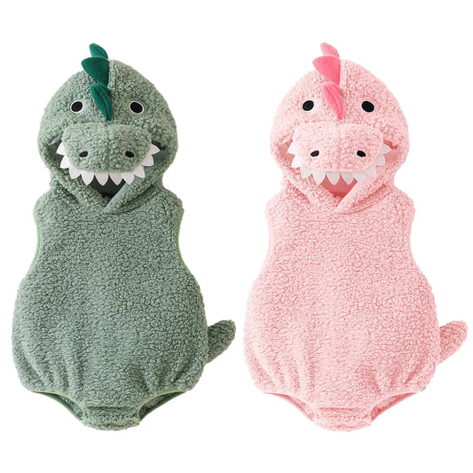 Baby Dinosaur Hooded Romper Costume for Newborns and Infants