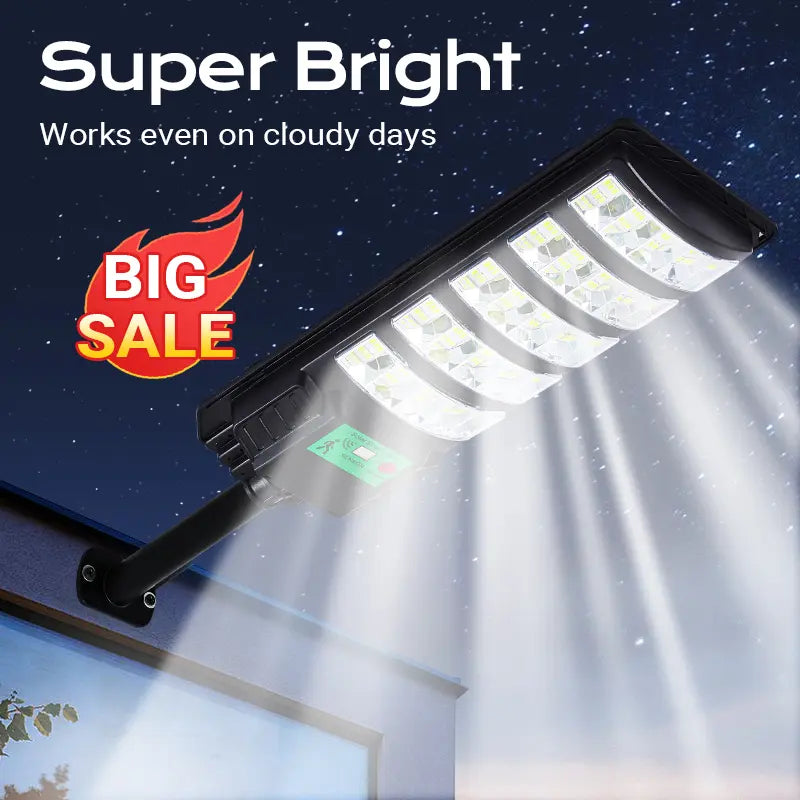 Upgraded Super Bright Solar Street Light: 120LM/W LED, Monocrystalline Panel & IP65 Waterproof