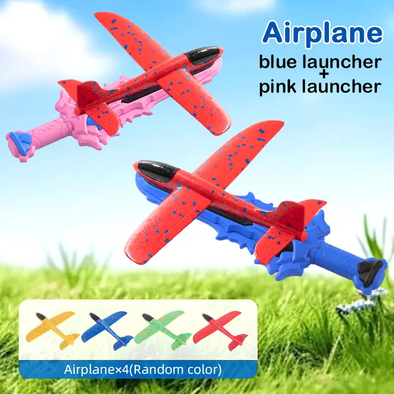 Foam Glider Airplane Launcher Toy for Kids 9.45-inch Airplane with 2 Flight Modes