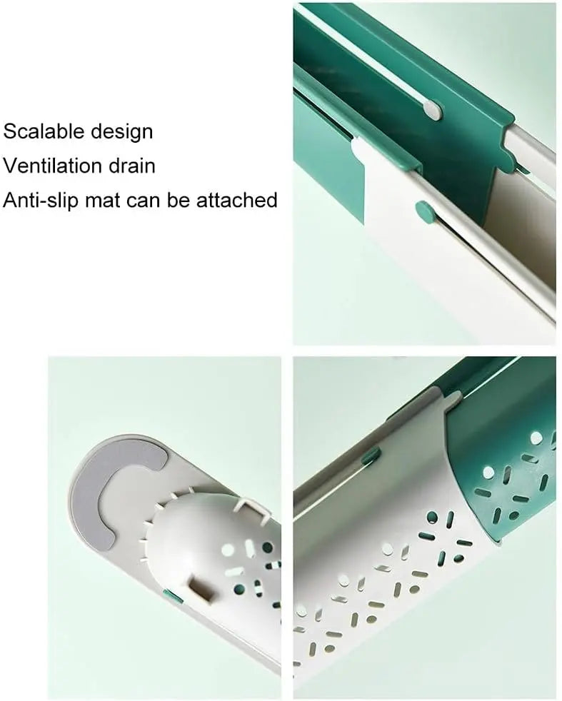 1PCS Retractable Sink Organizer - Adjustable Length Expandable Kitchen Towel Rack & Shelf
