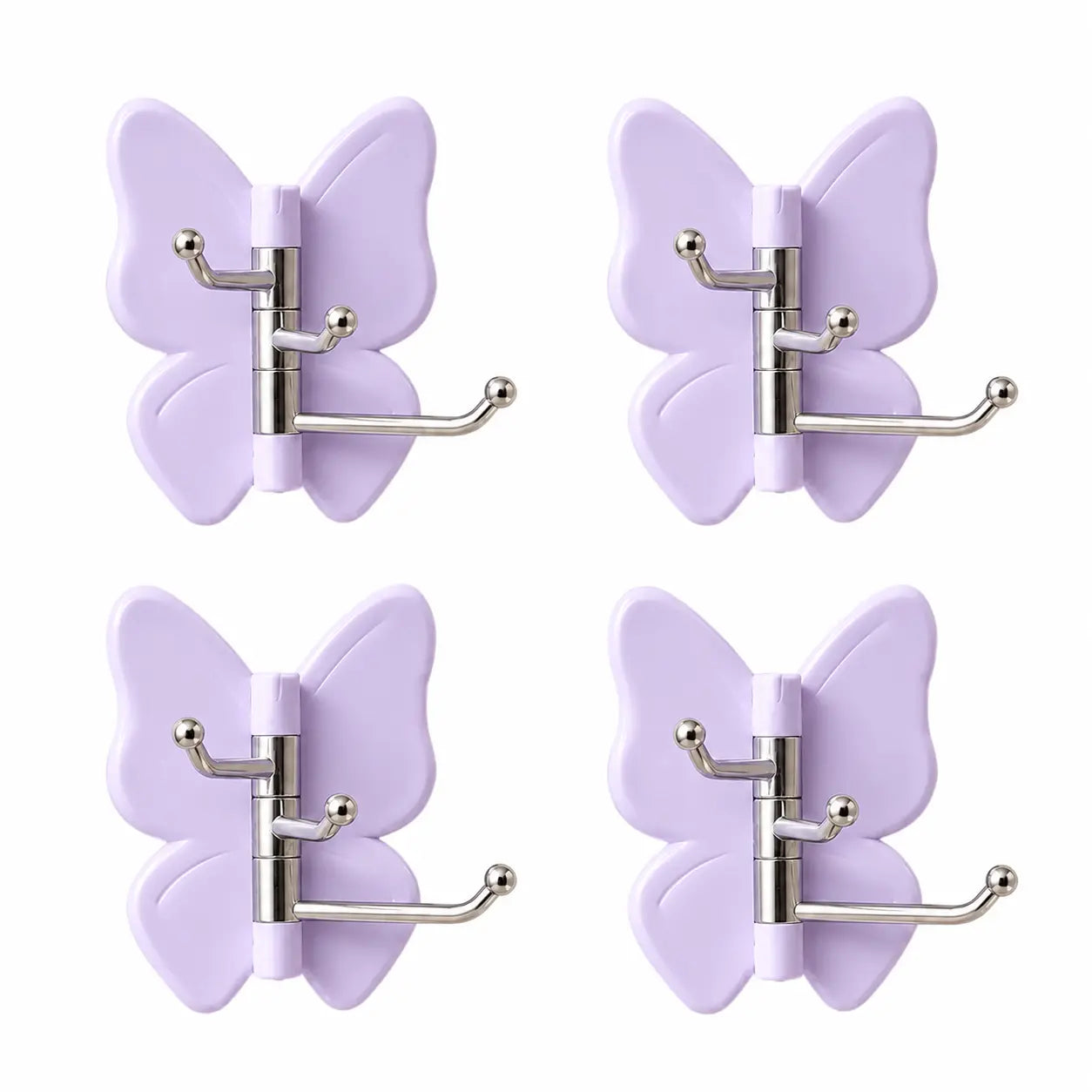 4-Pack Rotating Butterfly Adhesive Wall Hooks – No-Drill Towel & Key Organizer