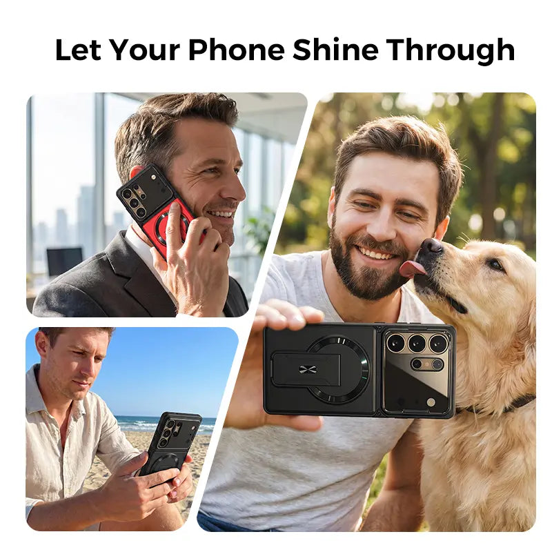 Multifunctional Magnetic Case for Samsung S Series – Invisible Stand & Camera Cover