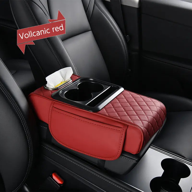 4-in-1 Car Armrest Organizer & Mat with Cup and Phone Holder