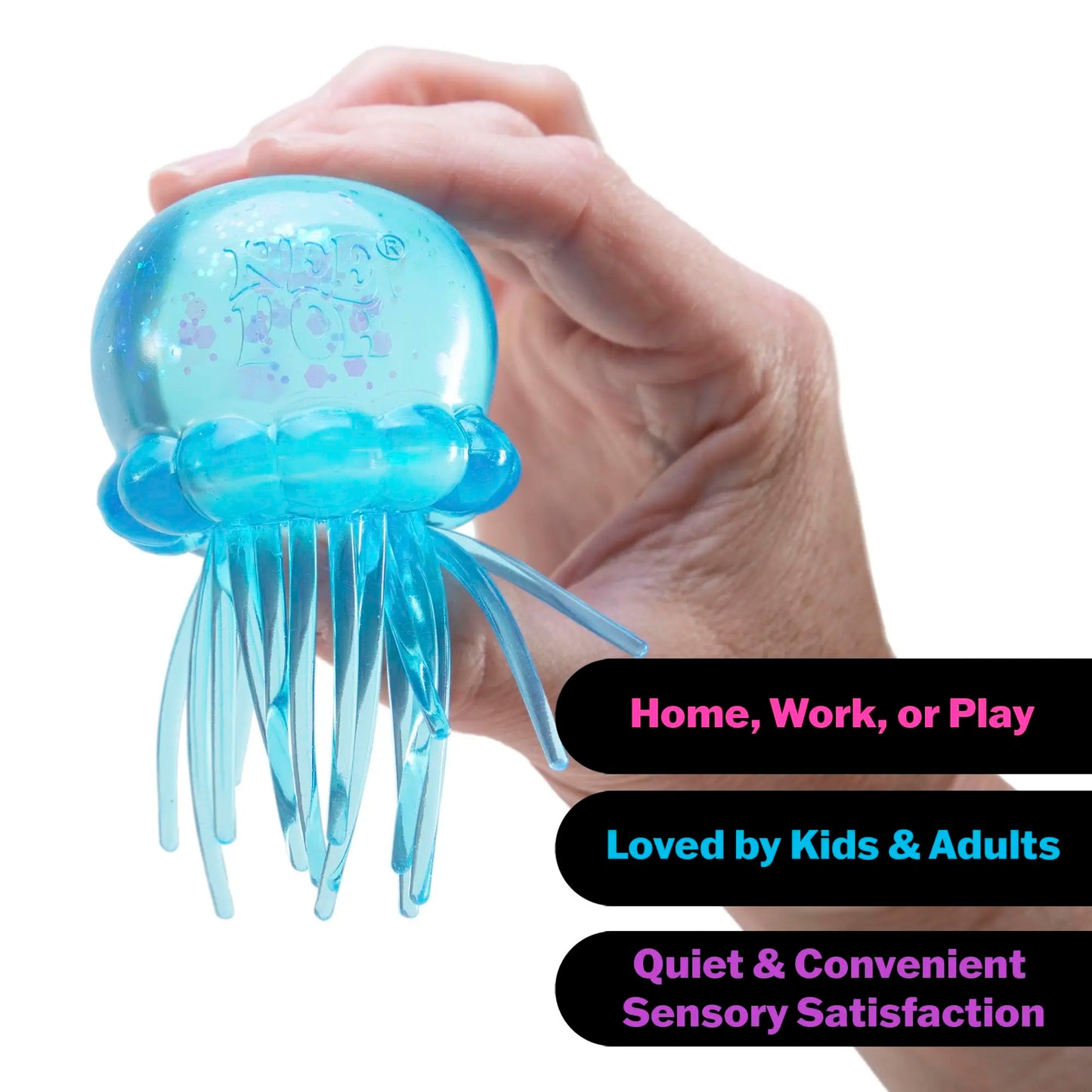 Needoh Schylling Jelly Squish - Soft Gel Filled Sensory Squeeze Toy, Stretchy Elastic Squishy Stress Relief Ball, Calming Anxiety Reducing Hand Fidget, Cute Relaxing Jelly Texture, Fun Portable Handheld Squeeze Toy Gift for All Ages