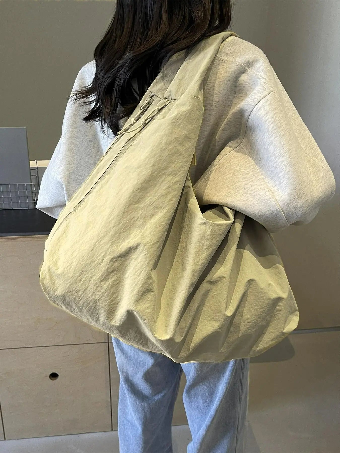 2026 School Season, Fashionable Crossbody Shoulder Bag, Geometric Pattern, Large Capacity, Multi-Pocket, Casual Style, All Seasons, Casual Commuter Bag