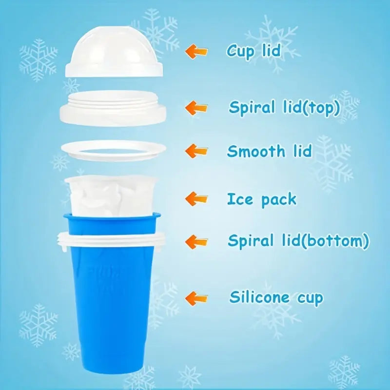 Slushy Cup, Freeze, Squeeze and Enjoy! Slushie Magic Cup, Homemade DIY  Gadget with Lid & Straw Spoon  350ML, Washable, BPA free Kitchen Utensils Mug