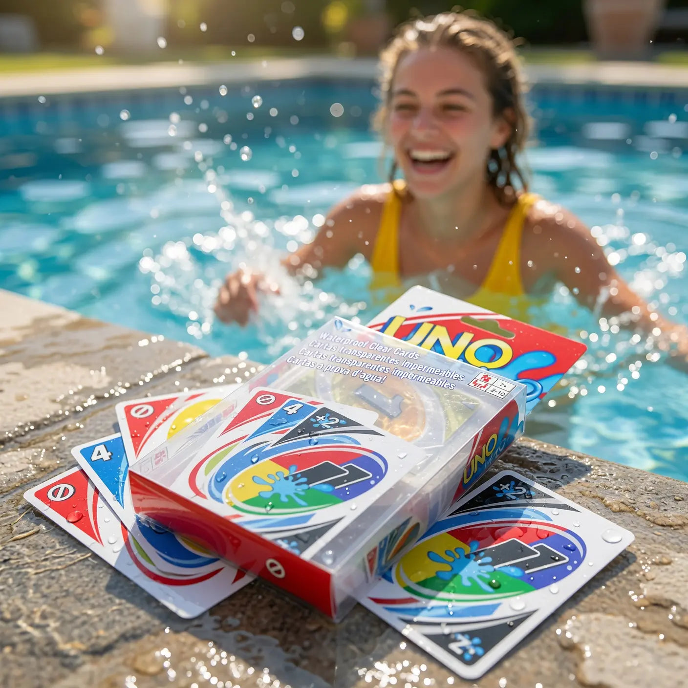 Naipes impermeables estilo UNO para divertirse en la piscina, la playa o de viaje