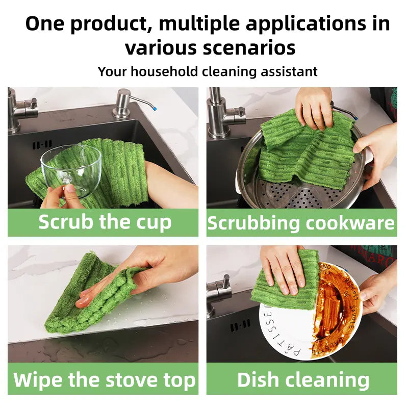 20-Pack Tearable Antibacterial Microfiber Cleaning Cloths – Reusable Lint-Free Wet & Dry Scrubbing Rags (10"x10")