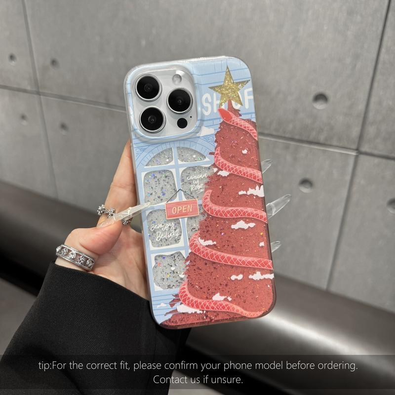 Christmas Tree Art Deco Glitter Shockproof TPU Case for iPhone 18 Pro Max