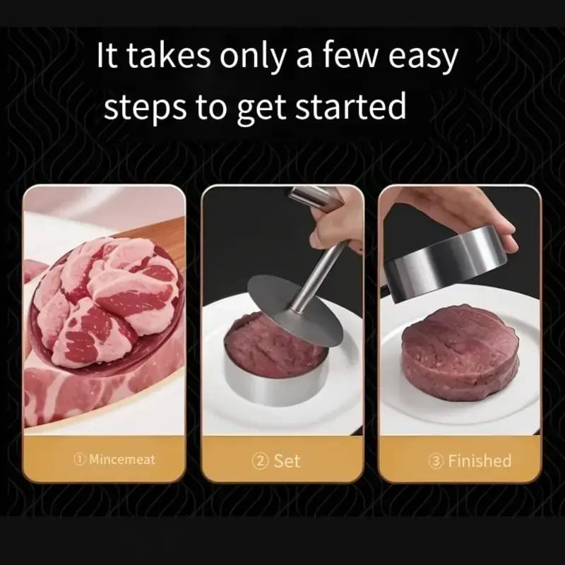 Stainless Steel Burger Press – Non-Stick Patty Maker Mold & Metal Smasher Tool