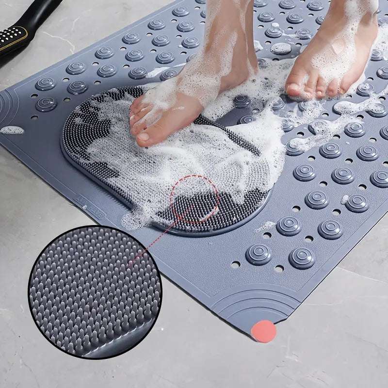 Non-Slip Shower Mat with Foot Massage & Drain Holes, Suction Cup Bathtub Mat