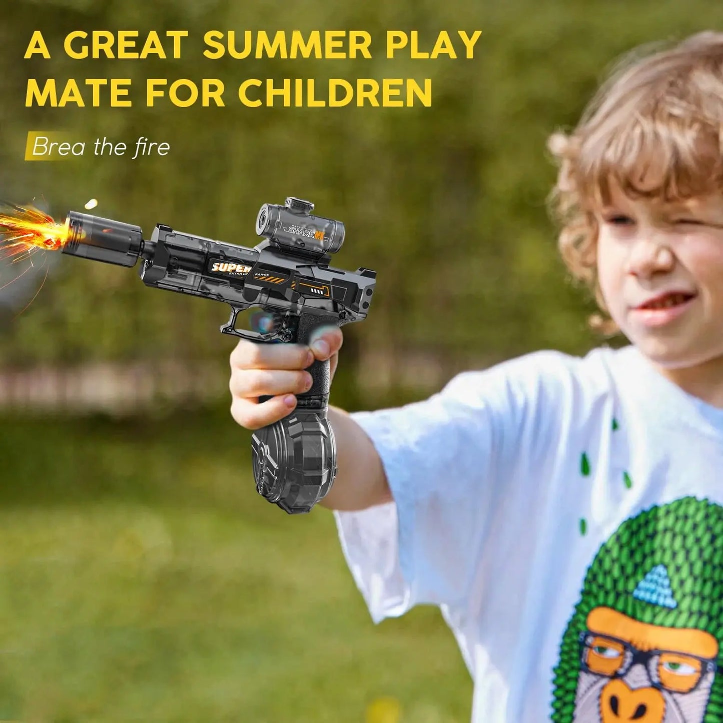 Ultimate Battle Powerful Electric Water Gun, Automatic Squirt Gun with Glowing Realistic Muzzle 320cc High Capacity, Up to 32 FT Range, Outdoor Summer Party Toy for Adults &Kids Toys for  Christmas Gift, Halloween Present, Black Friday Gifts