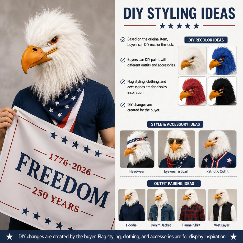 Patriotic Eagle Latex Mask for Fourth of July Halloween and Party Cosplay