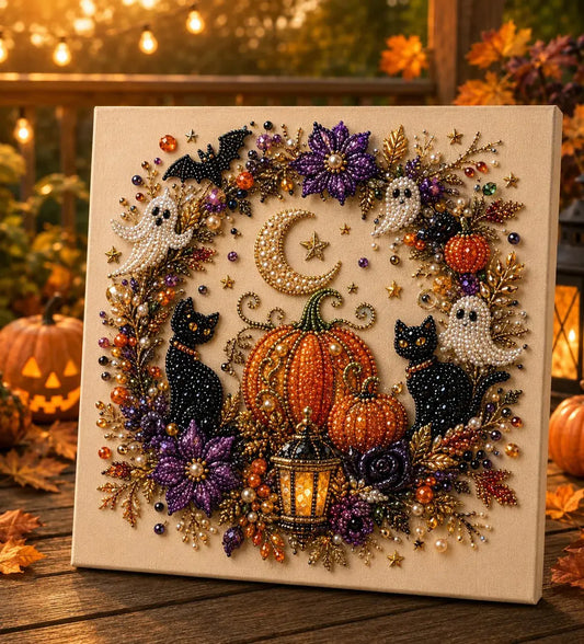 Halloween Ghost Pearl Art DIY Kit – Spooky Cute 3D Craft Gift for Fall Home Decor