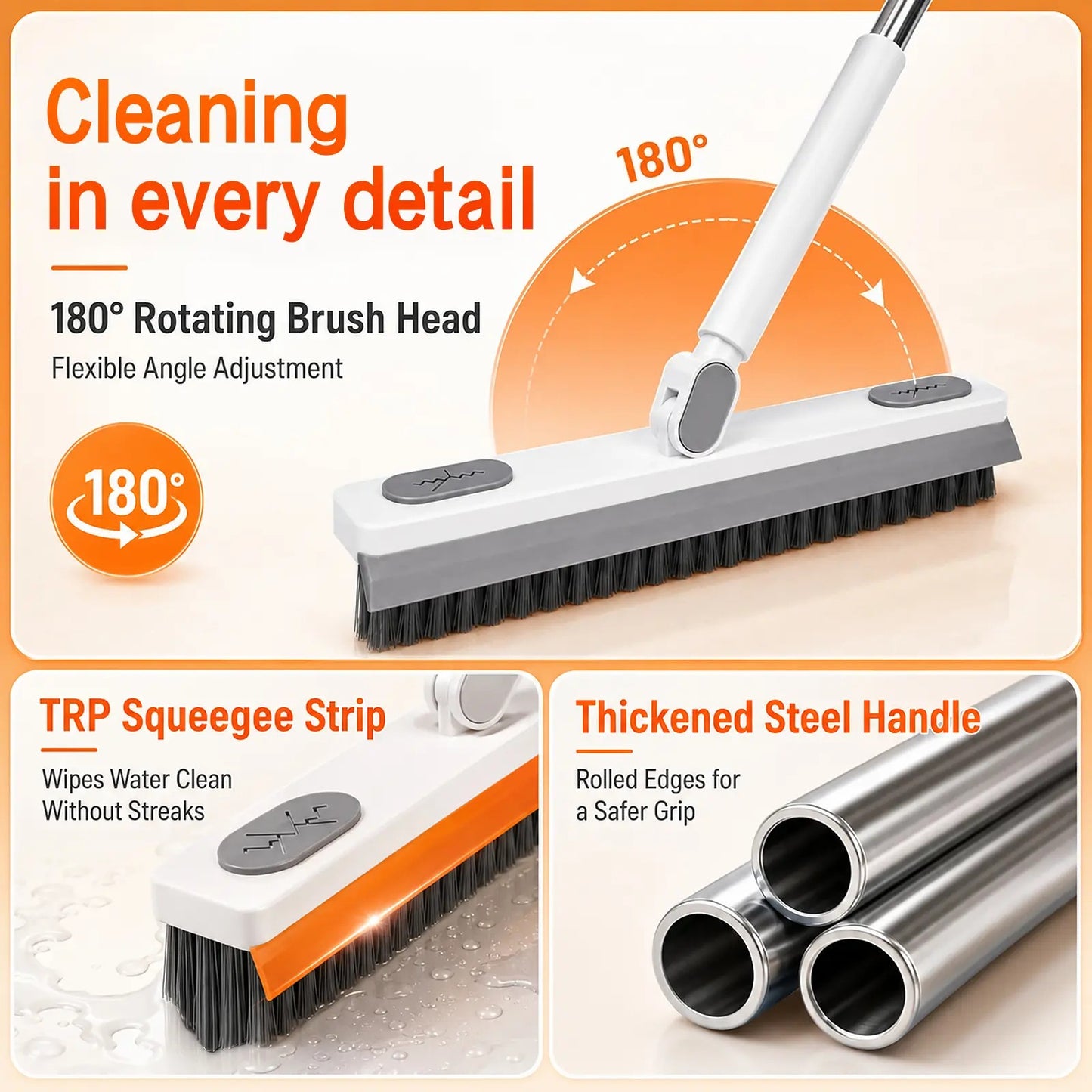 360° Rotating Extendable Gap Brush – No-Touch Deep Cleaner for Windows & Tile Tracks