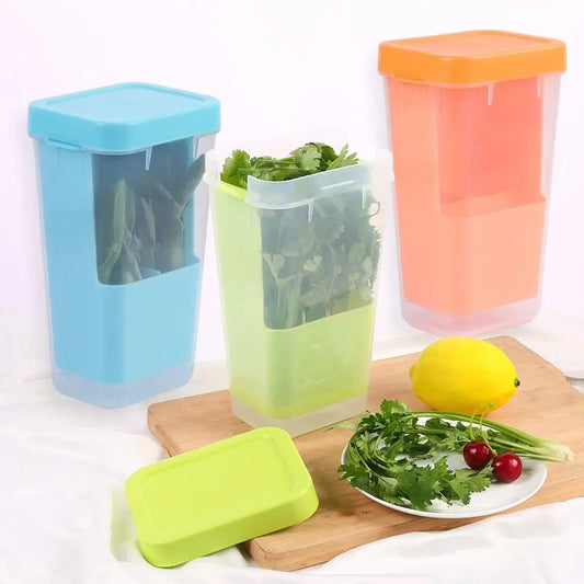 Fresh Produce Storage Containers with Drain Tray – Refrigerator Vegetable & Fruit Keeper Set with Lids