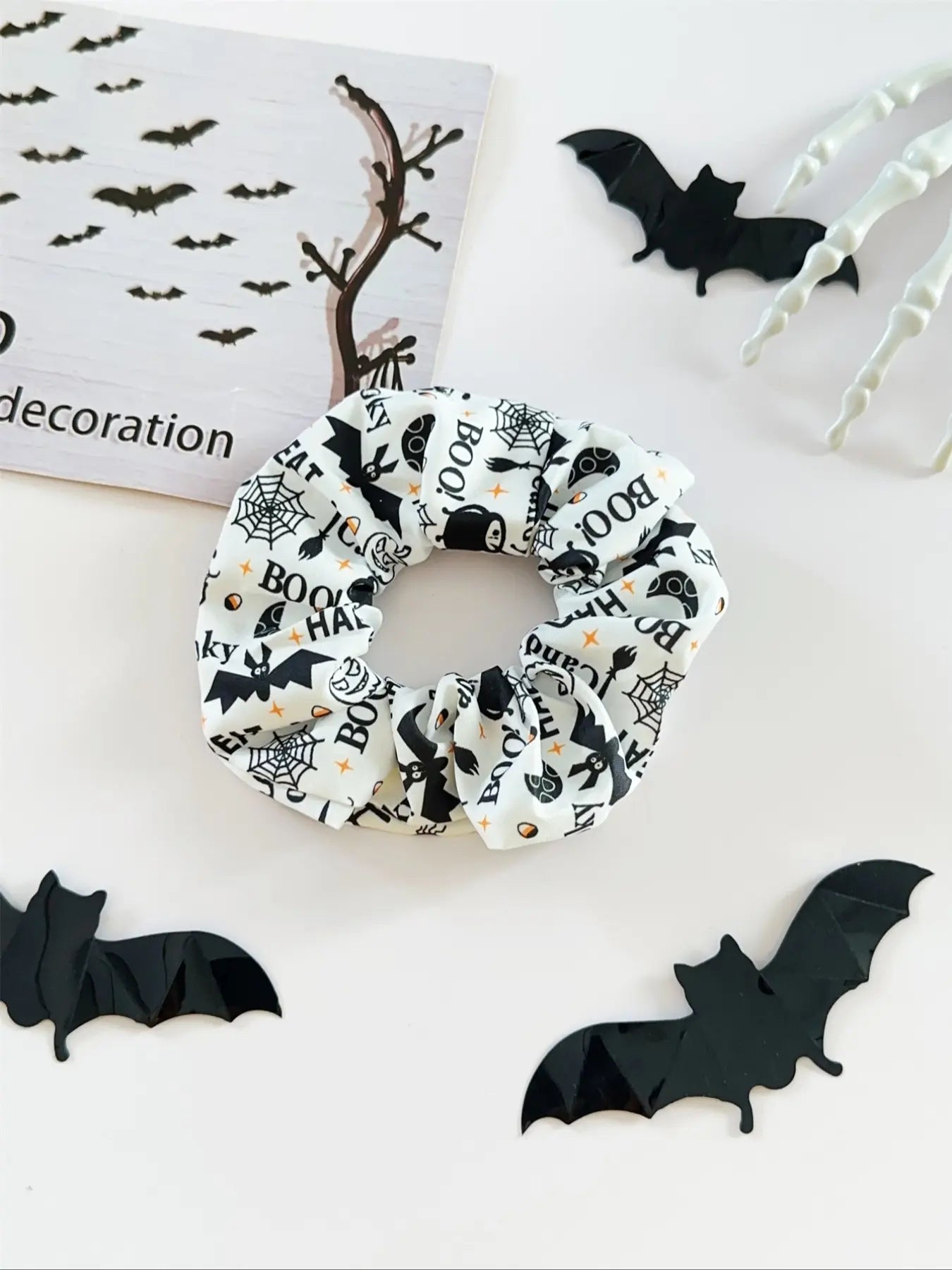 Halloween Scrunchies Set, 6PCS Gothic Pumpkin Hair Ties, Spooky Cute Elastic Hair Accessories
