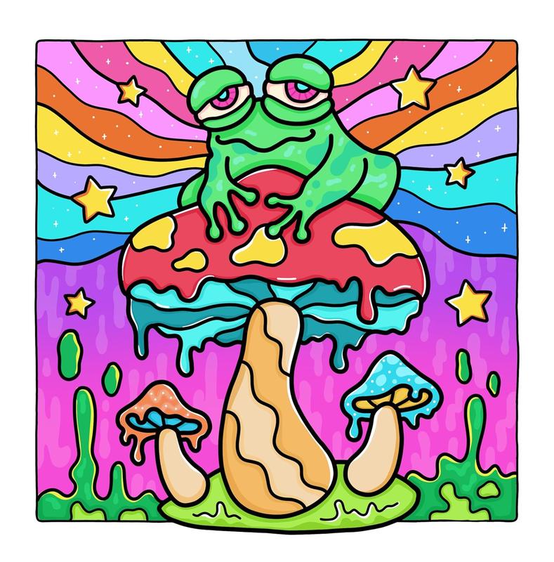 Trippy & Groovy: Coloring Book for Adults Featuring Mushrooms, Aliens, Magic Worlds and Illusions for Relaxation