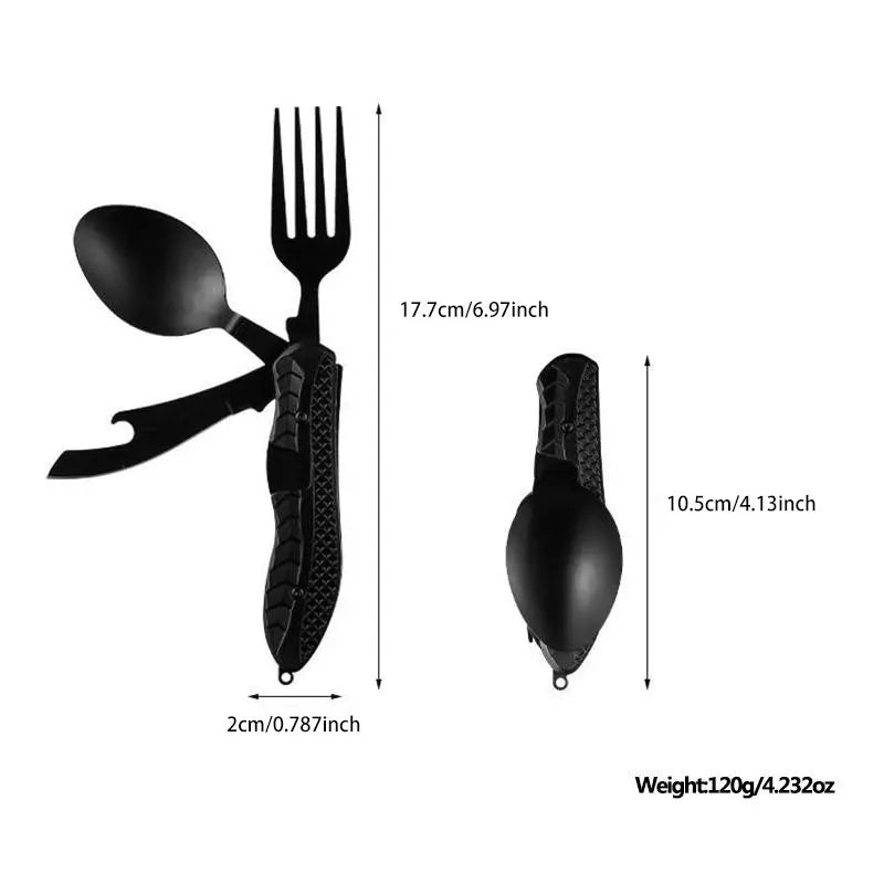 Multifunctional Folding Fork & Spoon Set, Stainless Steel Portable Outdoor Kitchenware, Camping Cooking Utensils, for Camping & Hiking, Travel Accessories, Christmas Gift