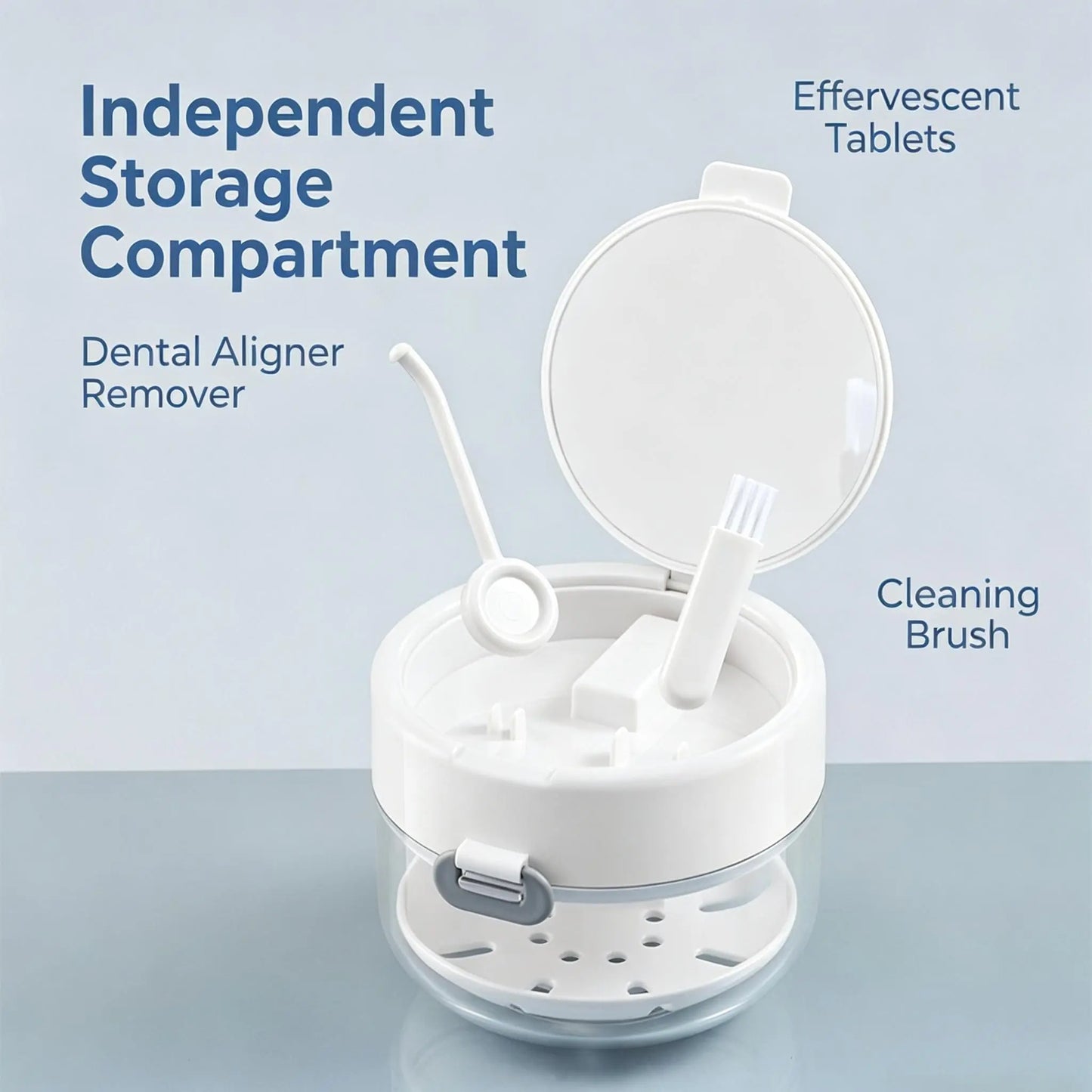 Travel Retainer Cleaning Case with Soak Cup, Mirror and Brush