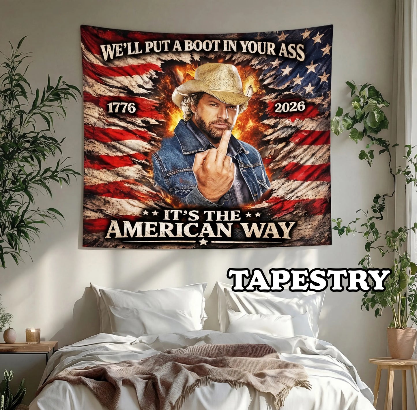 Toby Keith "Red White and Blue" 250th Flag - Patriotic Outdoor Banner & Tapestry