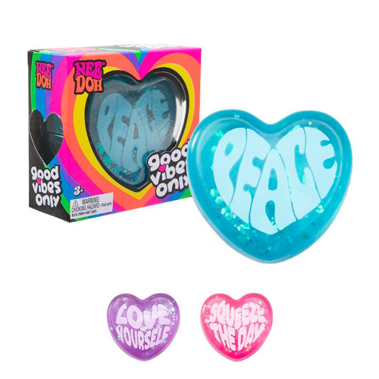 NeeDoh Good Vibes Only Heart-Shaped Stress Relief Toy with Inspirational Messages and Super Solid Squish - Fun & Relaxing for Kids and Adults