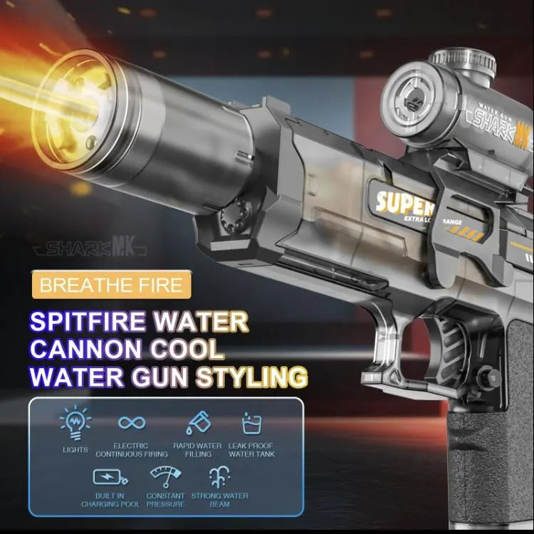 Ultimate Battle Powerful Electric Water Gun, Automatic Squirt Gun with Glowing Realistic Muzzle 320cc High Capacity, Up to 32 FT Range, Outdoor Summer Party Toy for Adults &Kids Toys for  Christmas Gift, Halloween Present, Black Friday Gifts