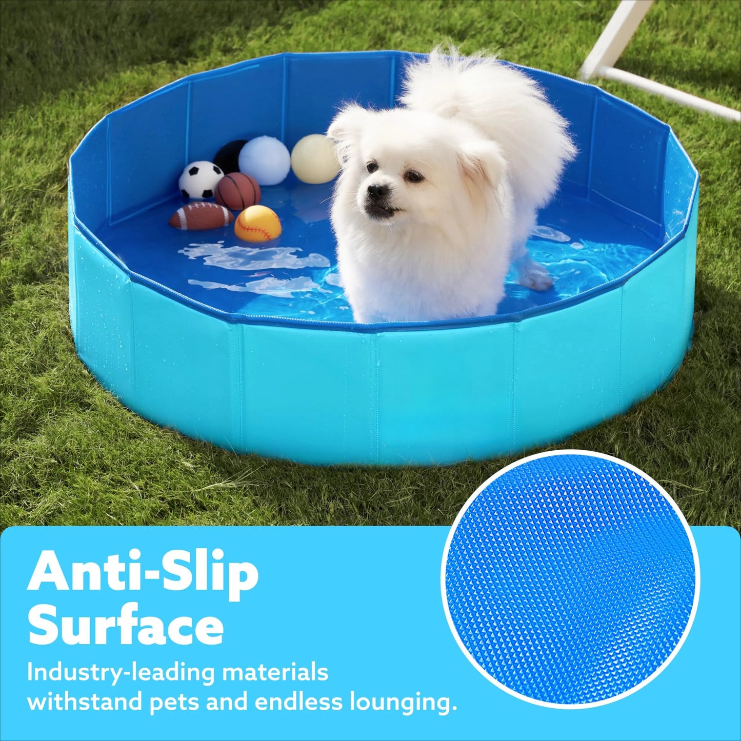 Foldable Hard Plastic Dog Kiddie Pool & Pet Bath Tub - Portable Anti-Slip Swimming Pool for Indoor/Outdoor Use