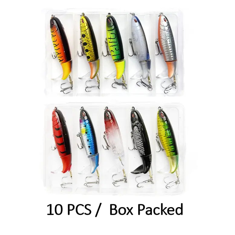 5/10pcs Artificial Fishing Lure, 13.5g Simulation Fishing Lure with Hook, Fishing Accessories for Outdoor Fishing Equipment, 10cm Whopper Plopper, Swimbaits, Fishing Lure Bait