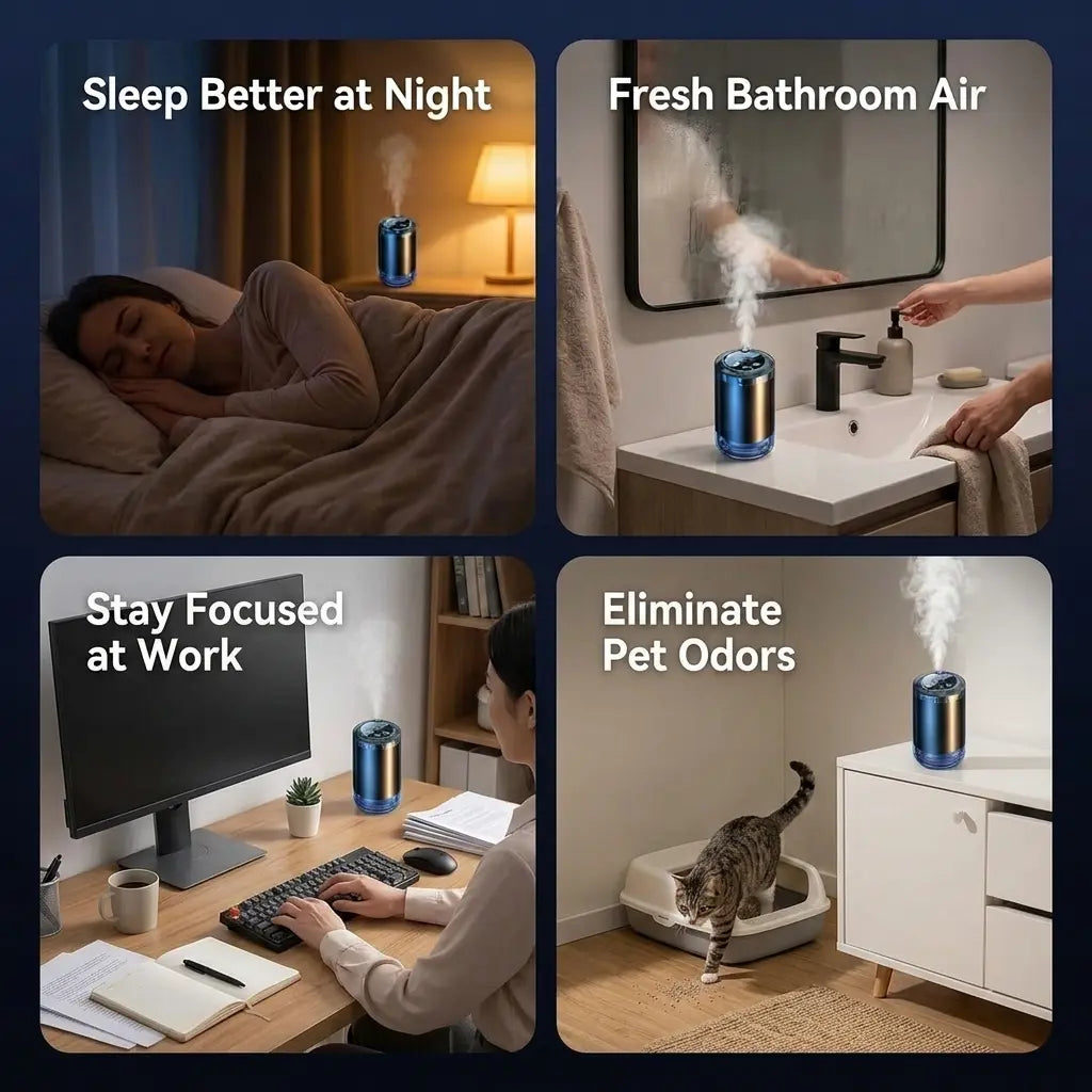 Smart Car Air Freshener, Touch Control Aromatherapy Diffuser with 5 Mist Modes & RGB Star Light