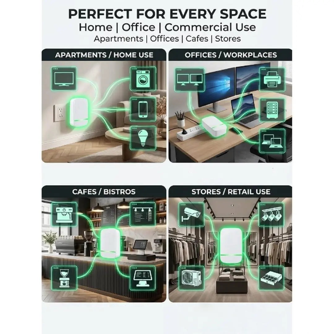 Smart plug, plug, home/office use, compact, plug and play, portable.