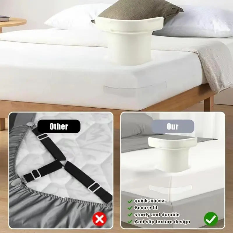 4PCS Bed Sheet Holder Clips – Adjustable Mattress Corner Fasteners for Wrinkle-Free Sheets