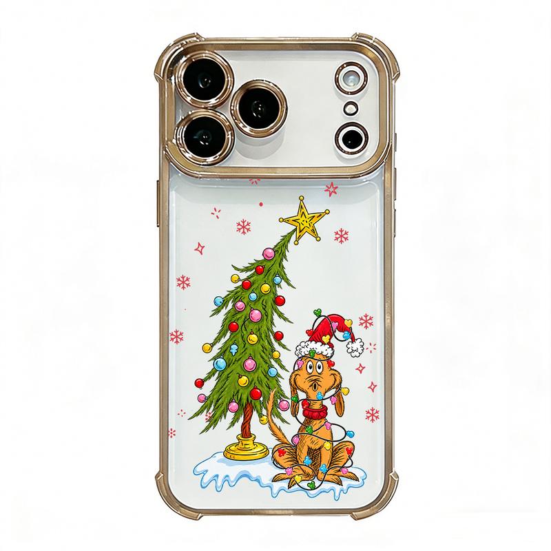 Funny Christmas Puppy Tree Lights Clear TPU Case for iPhone