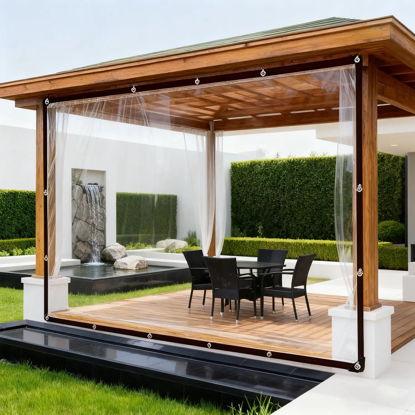 10×13FT Clear Waterproof Vinyl Tarp, Heavy-Duty Outdoor Rain Shield Cover for Patio, Porch, Furniture & Deck Protection