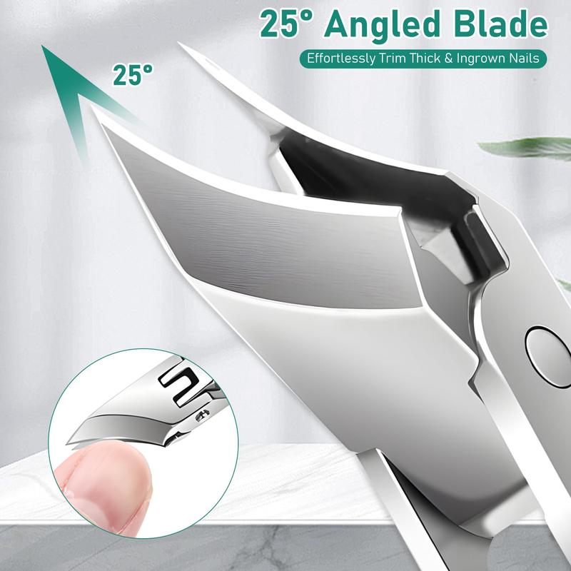 Anti-Splash Eagle Beak Beveled Nail Clipper Set (3-Piece) – Wide Jaw Stainless Steel Care Kit