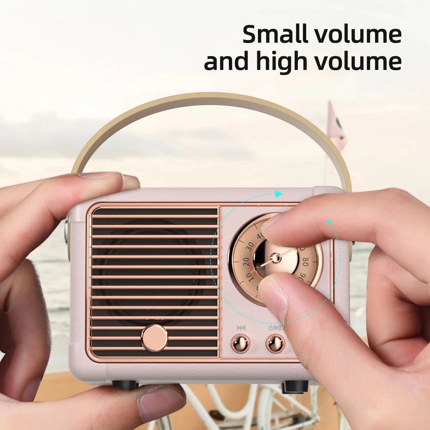 Retro Bluetooth Speaker with Portable Handle, Rechargeable Wireless Mini Speaker