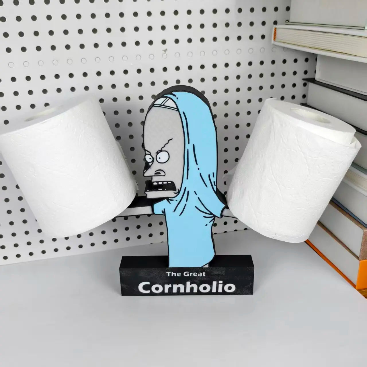 The Great Cornholio Toilet Paper Holder – Funny Character Bathroom Tissue Roll Stand & Novelty Home Decor
