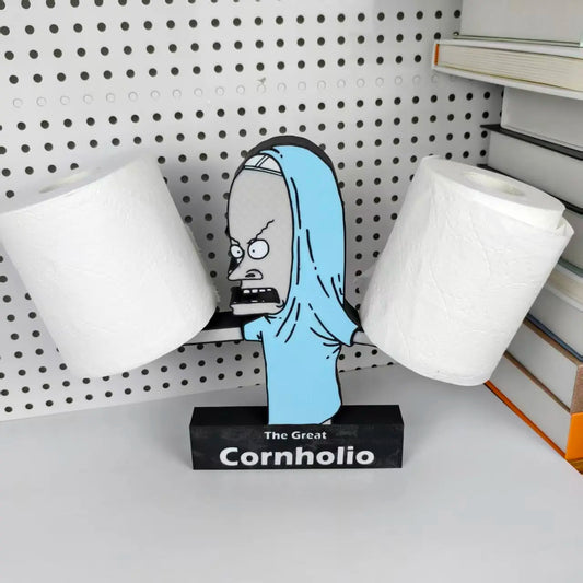 The Great Cornholio Toilet Paper Holder – Funny Character Bathroom Tissue Roll Stand & Novelty Home Decor