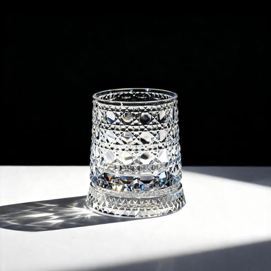 Star-Cut Rotating Crystal Glass - Elegant 360° Spinning Whiskey Tumbler