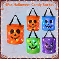 LED Halloween Pumpkin Light Candy Bucket & Goodie Bag Set (4 Pcs) – Reusable Trick-or-Treat Gift