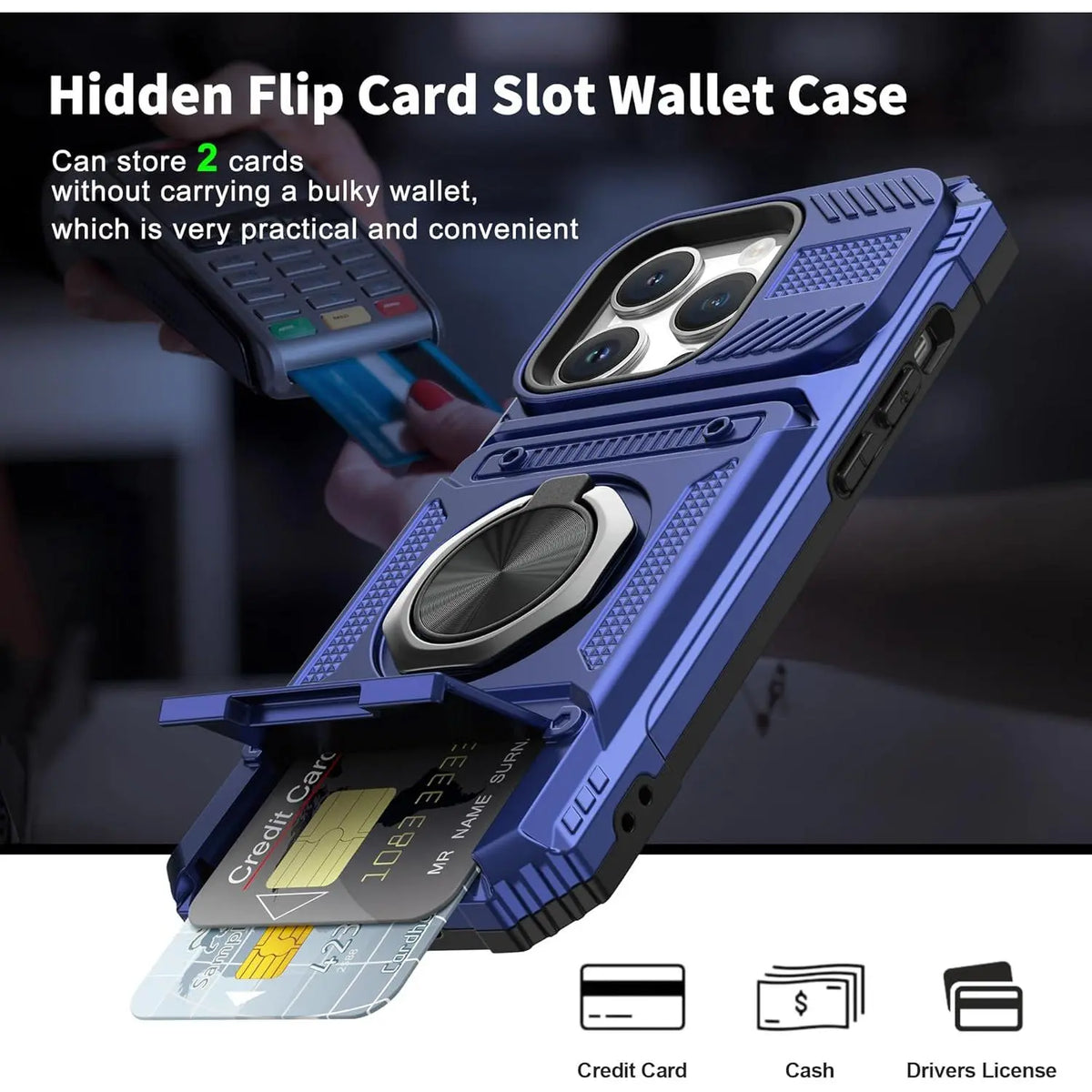 Magnetic Wallet Case with 360° Rotatable Ring Stand for iPhone 17 Pro Max – Heavy-Duty Protective Card Holder Cover