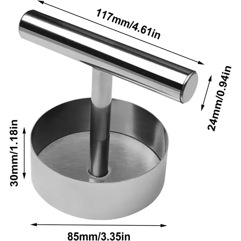 Stainless Steel Burger Press – Non-Stick Patty Maker Mold & Metal Smasher Tool
