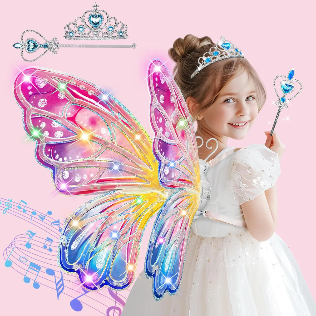 Glowing Fairy Butterfly Wings for Kids – Light-Up Dress-Up Toy for Halloween & Christmas Gift